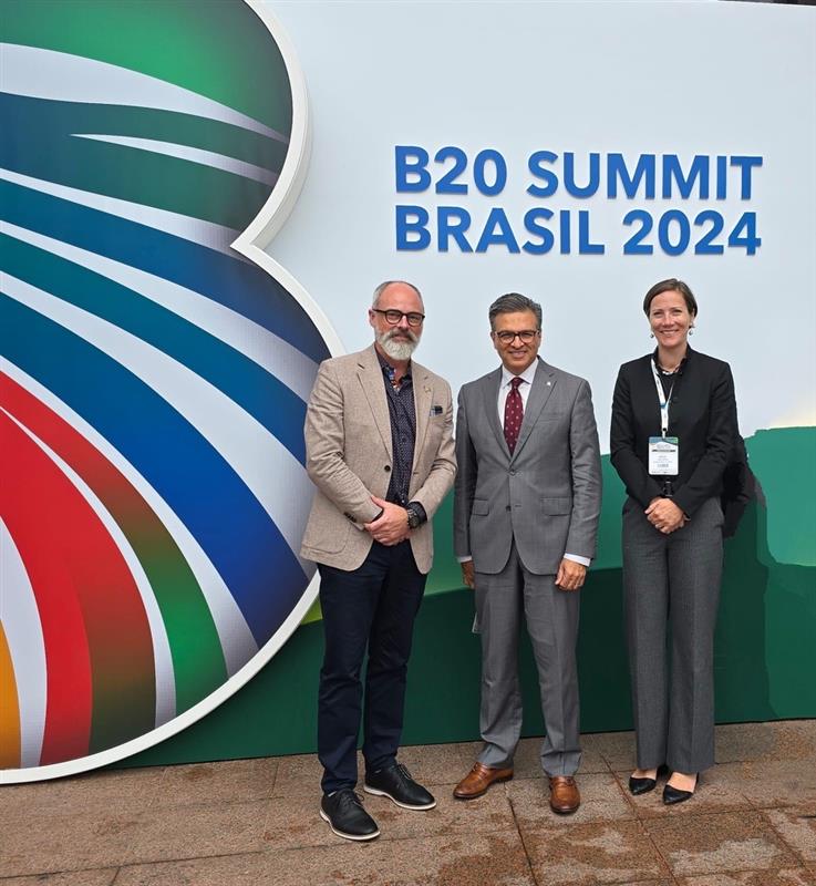 Goldy Hyder attends the B20 in Brazil along with Matthew Holmes of the Canadian Chamber of Commerce and the BCC's Shauna Hemingway. October 23-24, 2024